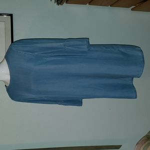 BEACHLUNCHLOUNGE Womens Blue Chambray-Bell sleeved-Scoop Neck-Midi Dress-Sz L